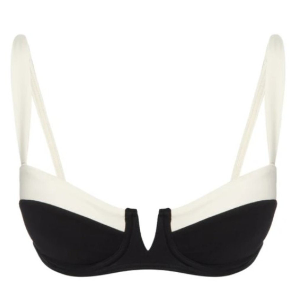 Monday Swimwear Clovelly Bikini Top Black Ivory white Size Large L Underwire